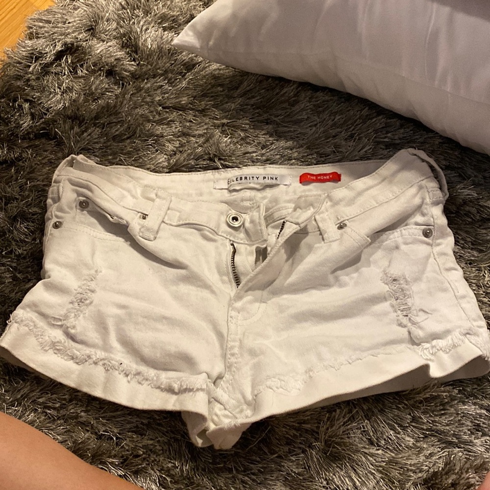 ripped white jean shorts